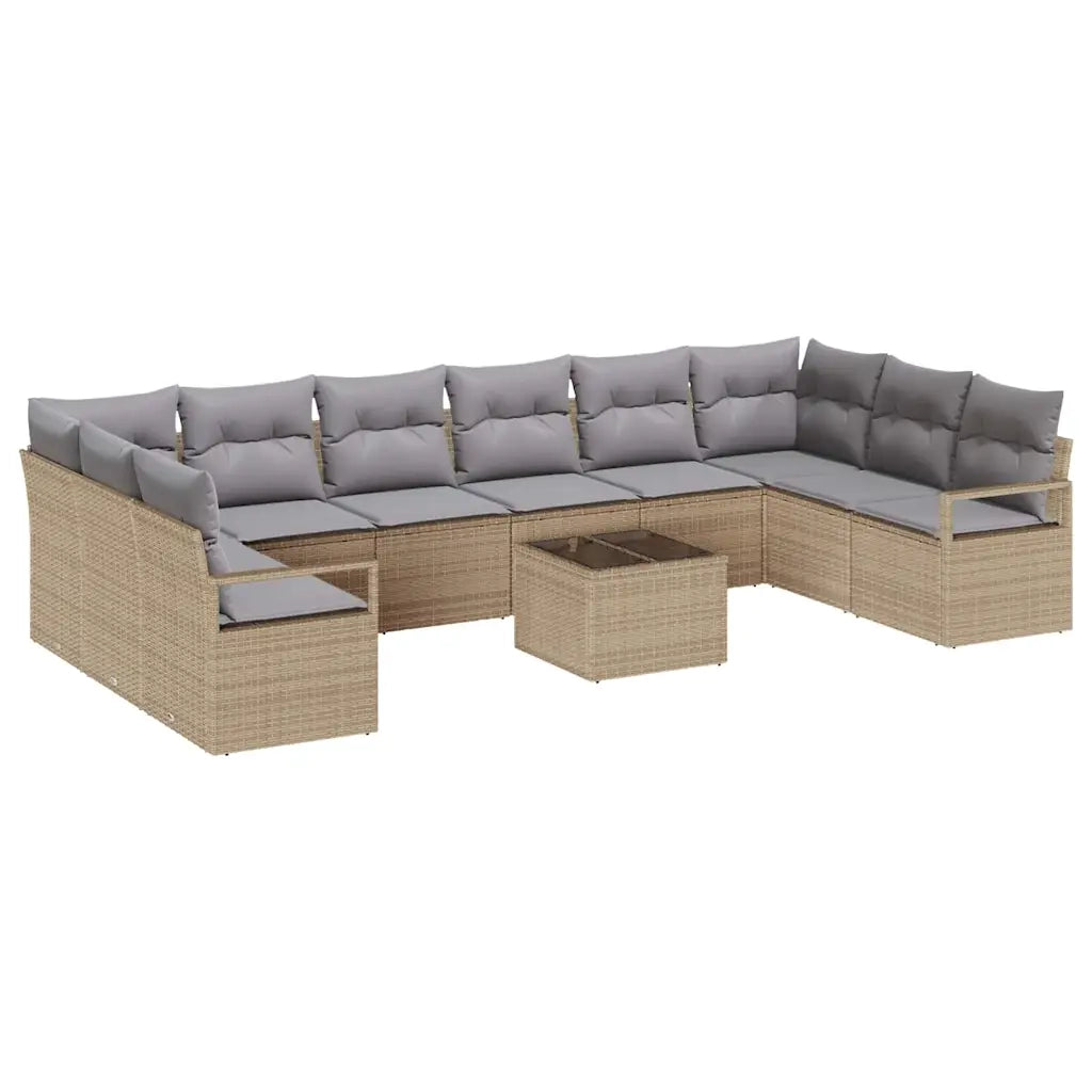 Set di divani con cuscino 11 pcs Beige polyrattan