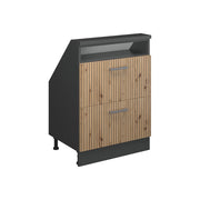 Mobile sottotetto Rion Rovere artigianale/Antracite con 2 cassetti Vicco