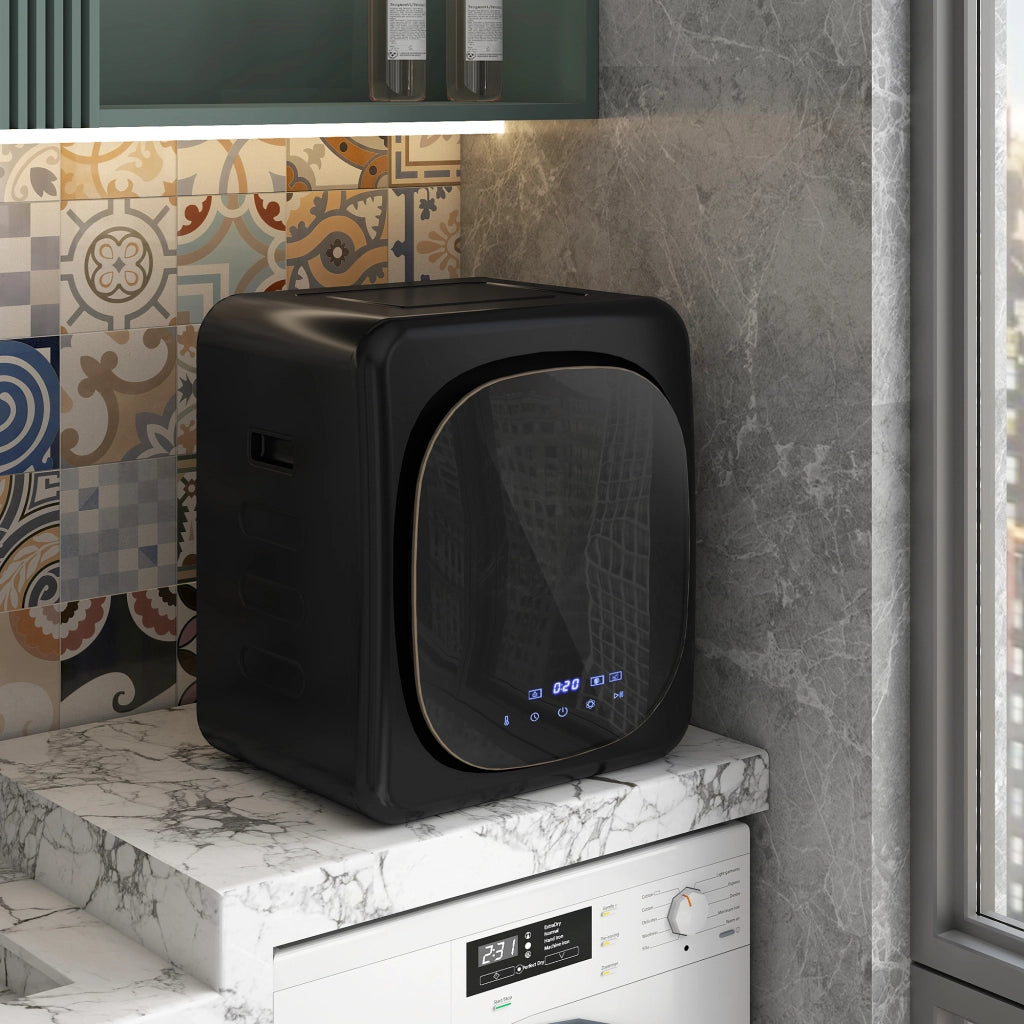 Asciugatrice ad Aria Carico 4kg con Timer e Programma Smart, in Acciaio Inox e ABS, 48x40x56 cm, Nero