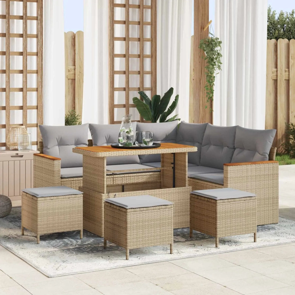Set Divano da Giardino 9 pcs Beige polyrattan 3362922