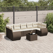 Set Divani da Giardino 8 pz con Cuscini Marrone in Polyrattan 3253480