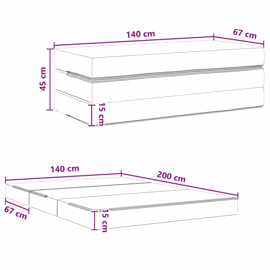 Divano Letto Pieghevole 140 x 67 x 45 cm Blu 900226