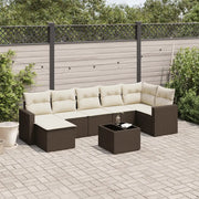 Set Divani da Giardino 8 pz con Cuscini Marrone in Polyrattan 3219283