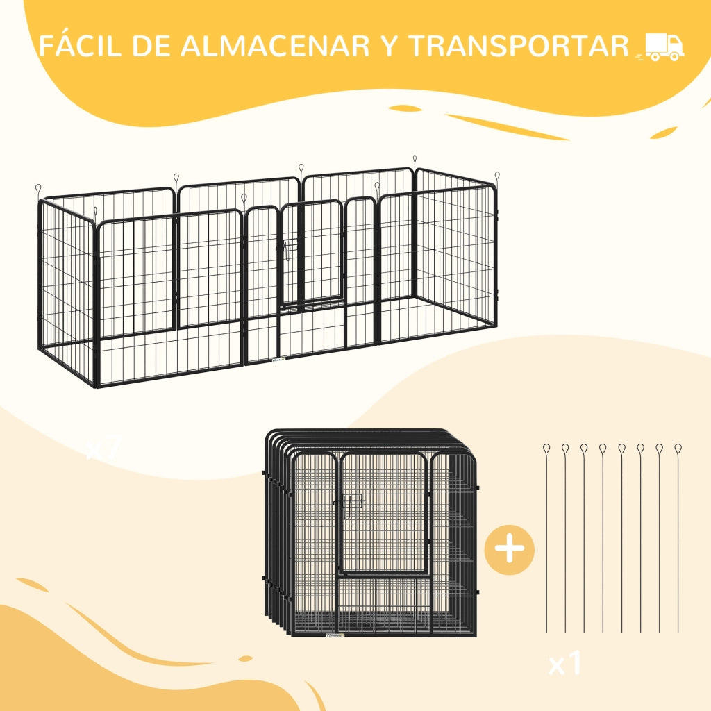 Recinto per Cani 8 Pannelli con Porta ¨C Minimal ¨C Nero 80x80 cm