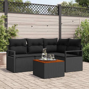 Set Divano da Giardino con archiviazione 5 pcs Nero polyrattan