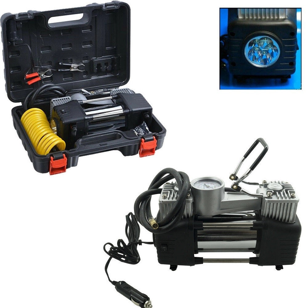 Trade Shop - Compressore 2 Cilindri 12v 85lt 150psi Auto Moto Torcia Viaggio Casa + Valigetta -