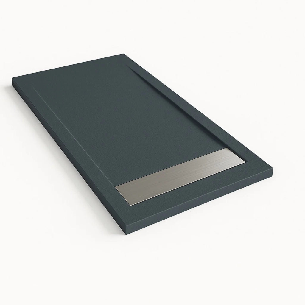Piatto doccia Bidai con bordo 80X90 cm colore Grigio ardesia RAL 7015 griglia in Acciaio