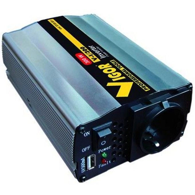 Vigor V-I-300 Inverter 300 W Tensione Ingresso 12V DC Uscita 230V AC con USB 5V Cavo Accendisigari