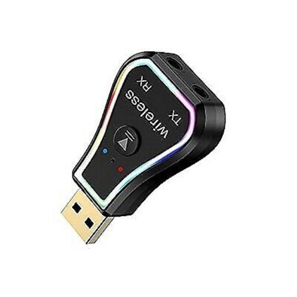 Trade Shop - Mini Ricevitore Audio Usb Wireless Bluetooth 5.0 Aux Stereo Rgb Led Light Q-tr31 -