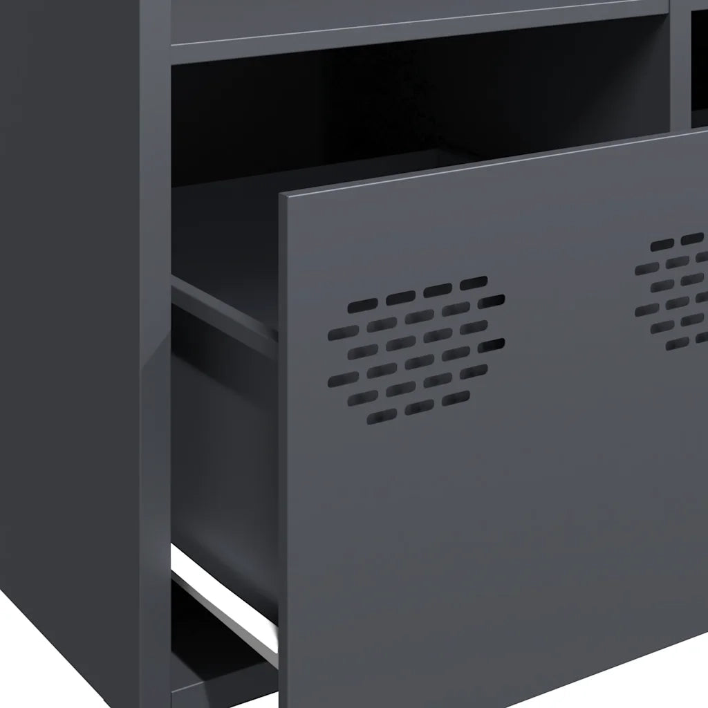 Credenza | Madia | Buffet da pranzo | Armadio da pranzo Antracite 101,5x39x103,5 cm Acciaio