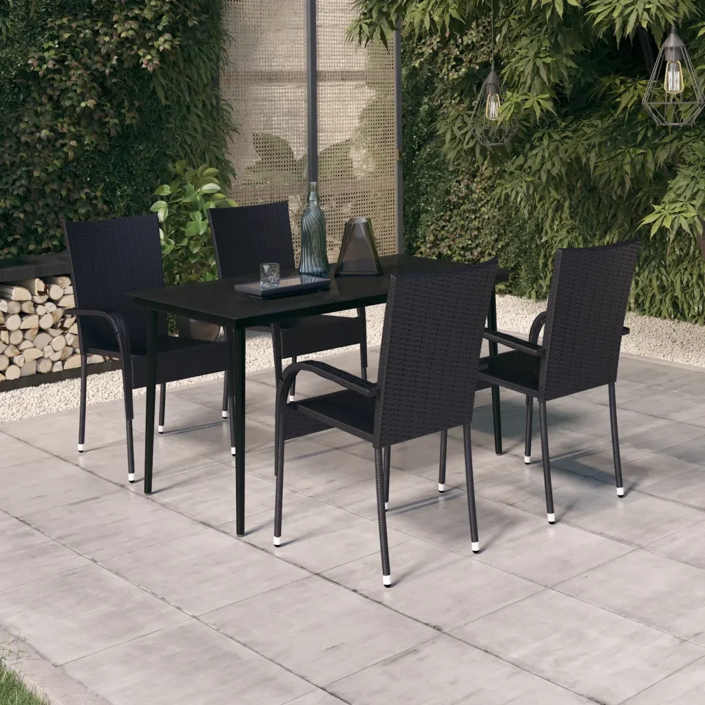 Set da Pranzo da Giardino 5 pz Nero 3099397