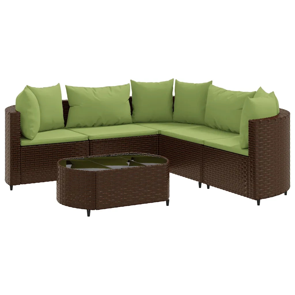 Set Divano da Giardino 6 pz con Cuscini Marrone in Polyrattan 3308398