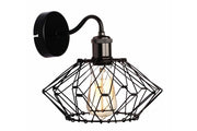 Applique industriale nera in metallo gabbia E27 40W