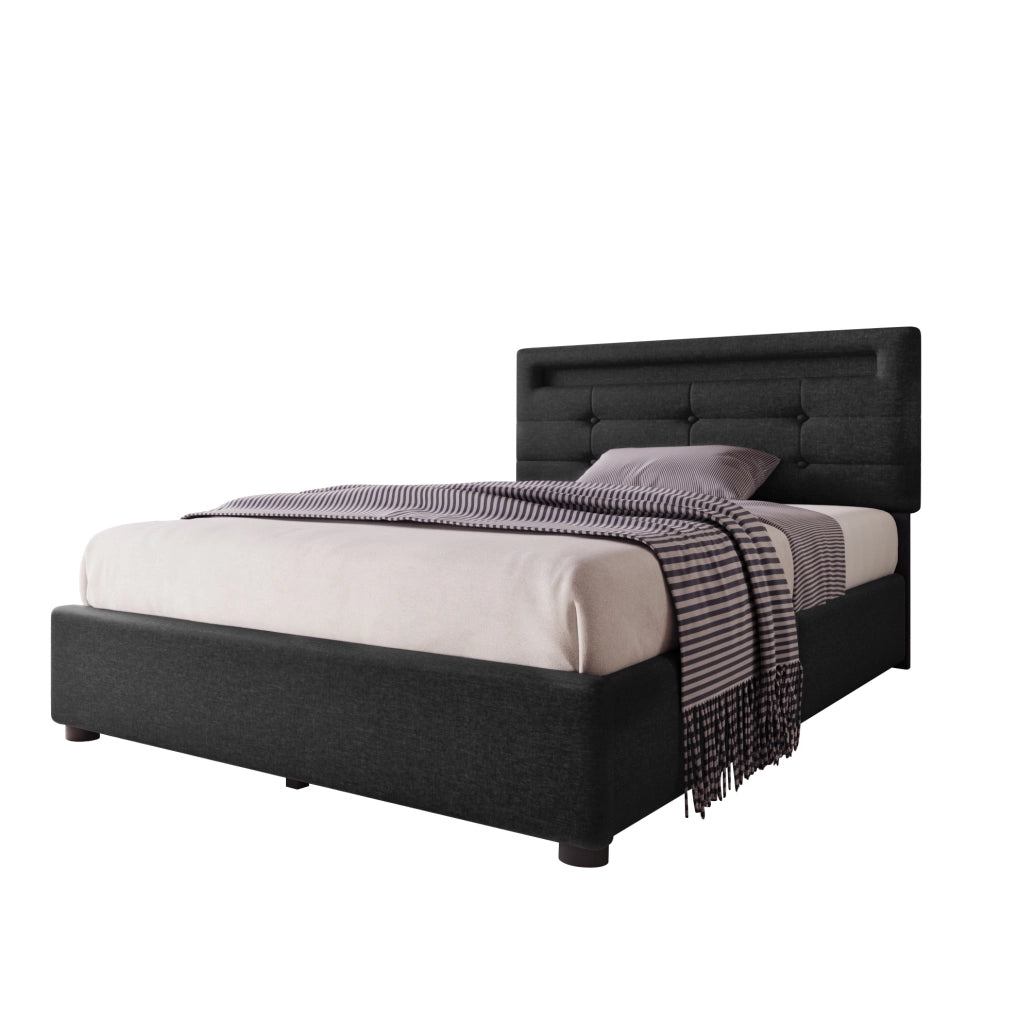 Letto singolo 90x200 cm con LED, 2 cassetti e testiera regolabile