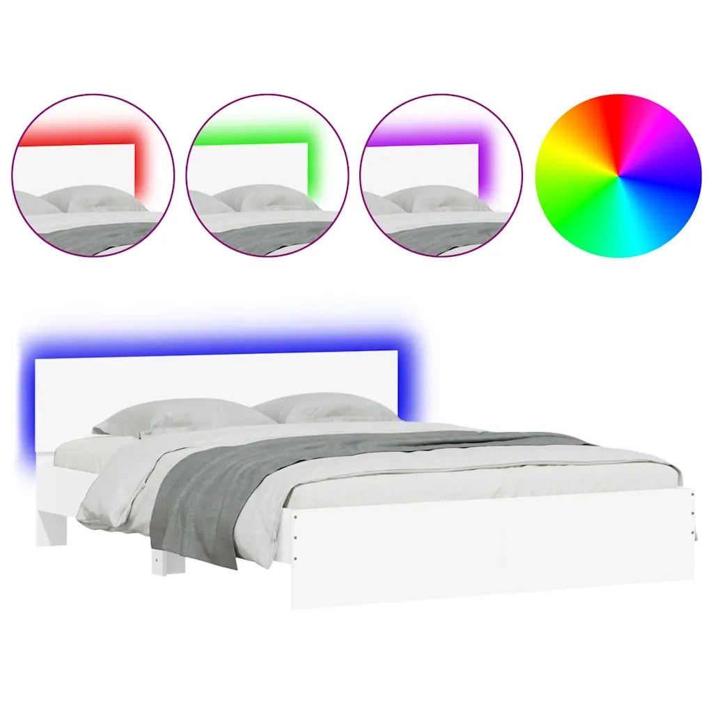 Giroletto con Testiera e LED Bianco 150x200 cm 3207602