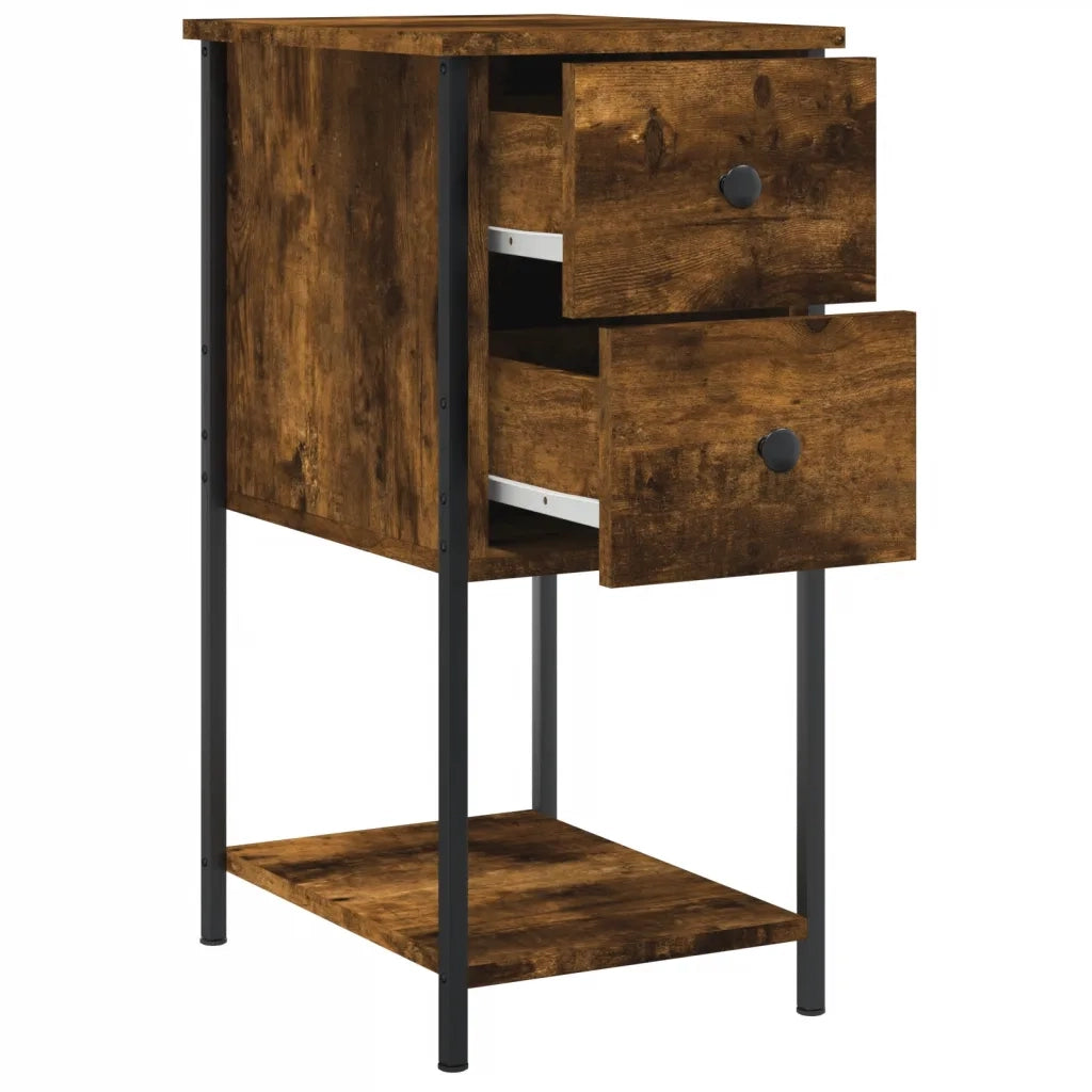 Set di 2 Comodini | Armadio da Notte | Mobiletto da notte Rovere Fumo 32x42x70 cm in Legno Multistrato