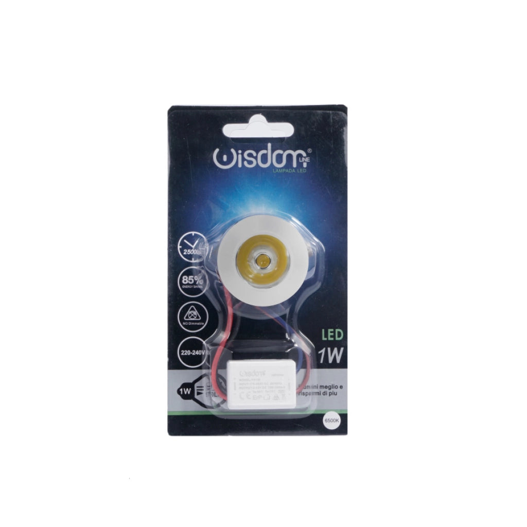 Punto luce led 1w corpo bianco tondo luce rossa