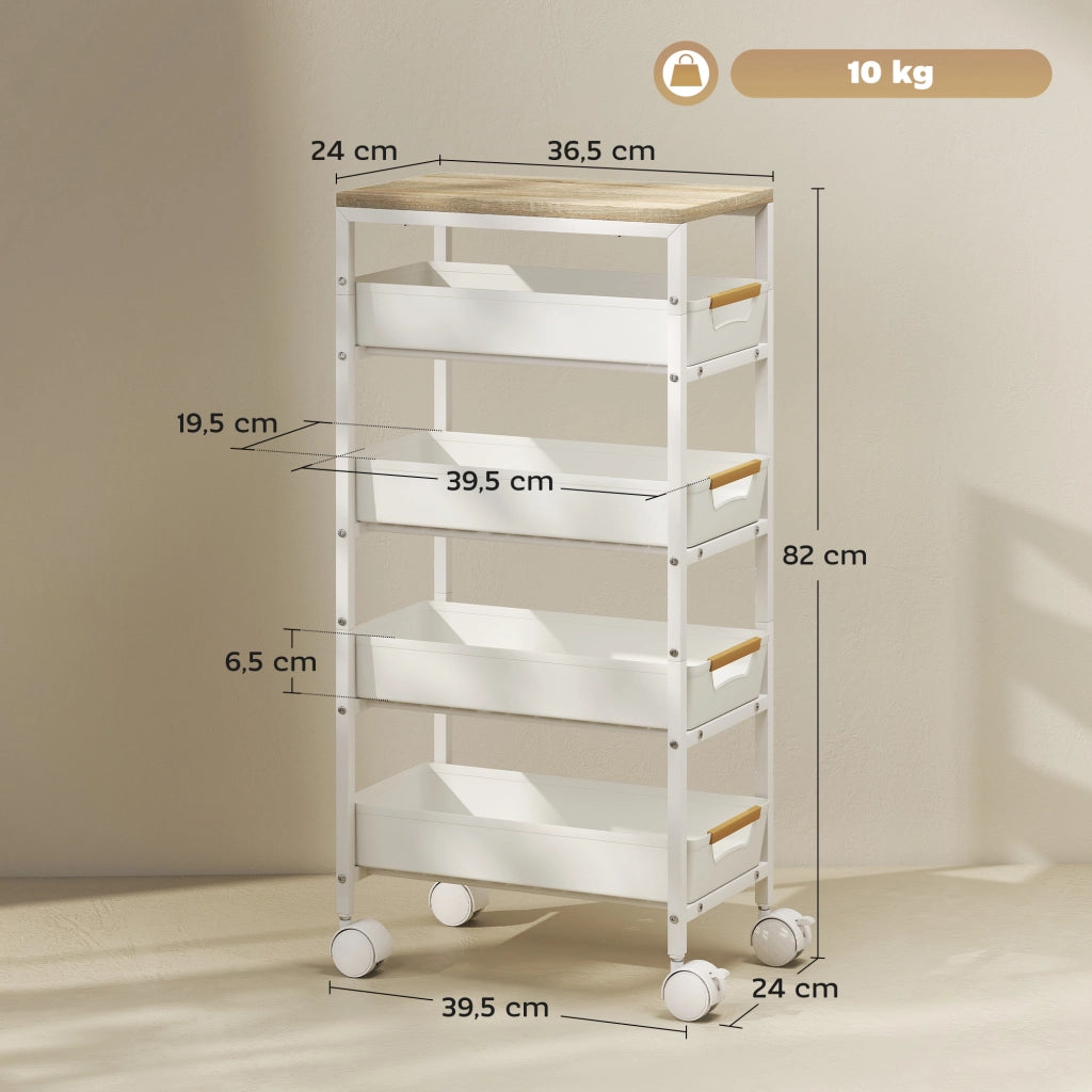 Carrello a rotelle con cassetti e ripiani ¨C Minimal ¨C Bianco