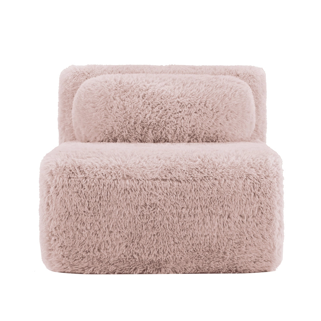 Divano 2 Posti Senza Braccioli con Cuscini ¨C MINIMAL ¨C Tessuto Rosa Morbido