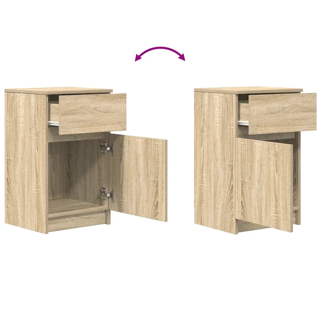 Set di 2 Comodini | Armadio da Notte | Mobiletto da notte Rovere Sonoma 39x35x65 cm in Legno Multistrato