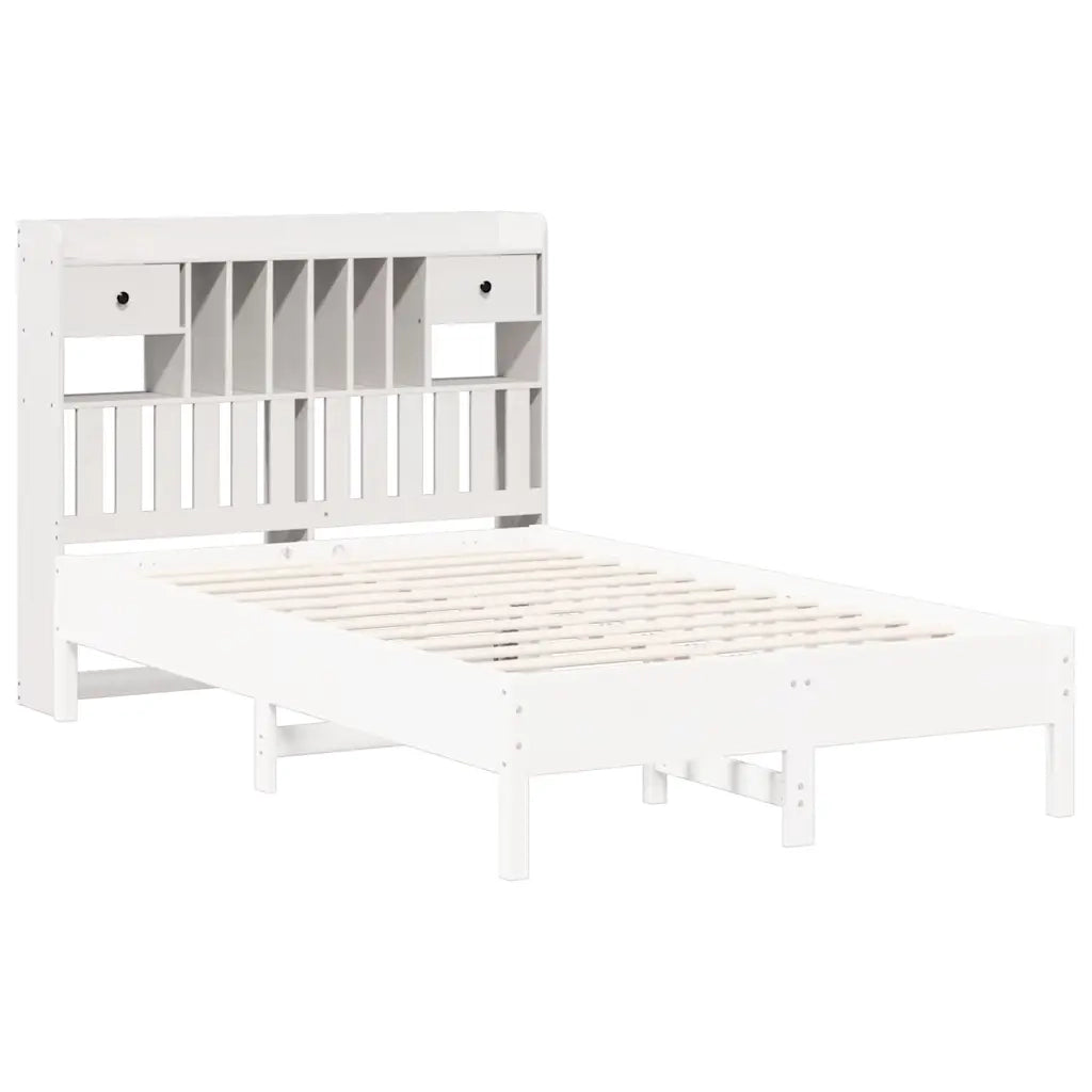 Testiera con Ripiani-Testata contenitore Bianca 135 cm in Legno Massello di Pino 135649