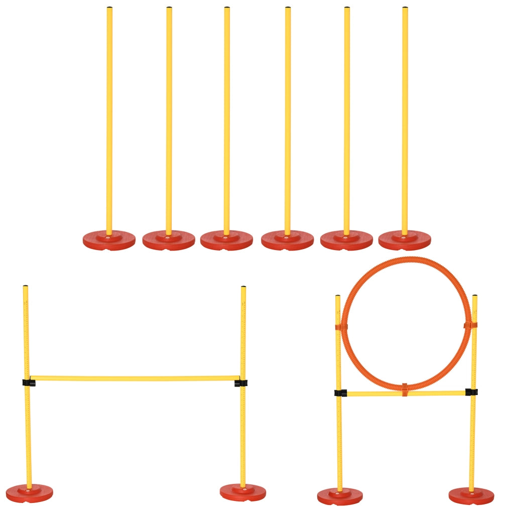 Set Agility Dog 3 Esercizi Slalom Ostacoli Anello ¨C Minimal ¨C Giallo e Rosso