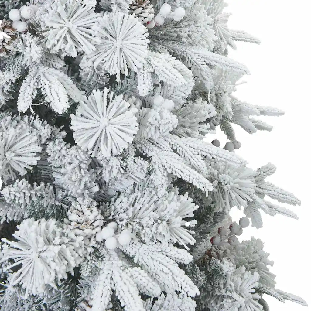 Albero di Natale Artificiale-Albero Natalizio Snodato Foderato di Neve Bianco 891513