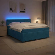 Letto con Box Spring, Materasso e LED Blu 180 x 200 cm Velluto 3452226