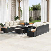 Set Divano da Giardino con cuscino 11 pcs Nero e Crema 3363285
