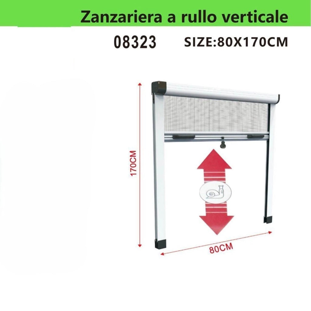 ZANZARIERA A RULLO 80X170CM VERTICALE ALLUMINIO PER FINESTRA 08323
