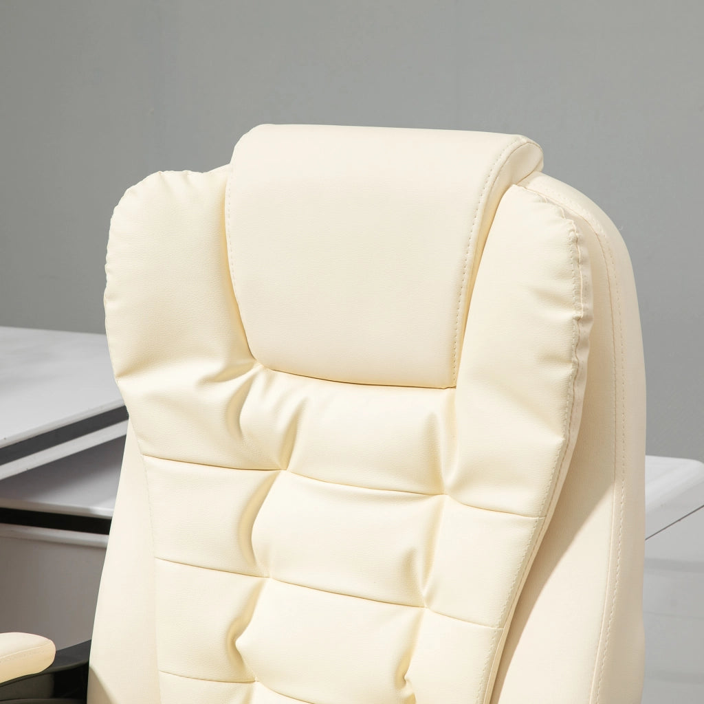Sedia da ufficio con poggiapiedi ¨C Minimal ¨C imbottita in PU, braccioli, crema