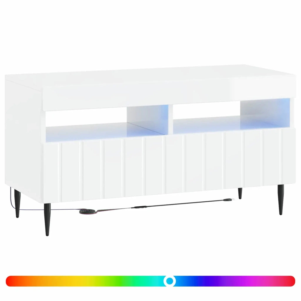 Mobile TV LED Bianco Lucido Legno ingegnerizzato 896559