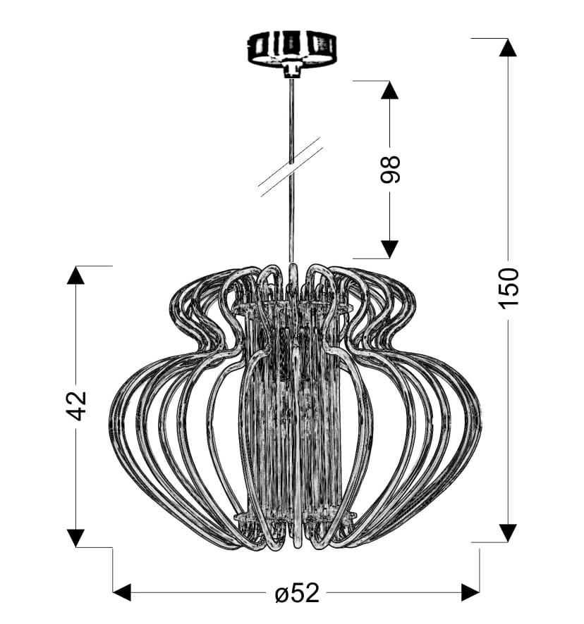 Lampada a sospensione Candellux Imperia Ø52 blu cromo