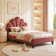 LETTO Imbottito 90x200 cm Velluto Rosso Fagiolo