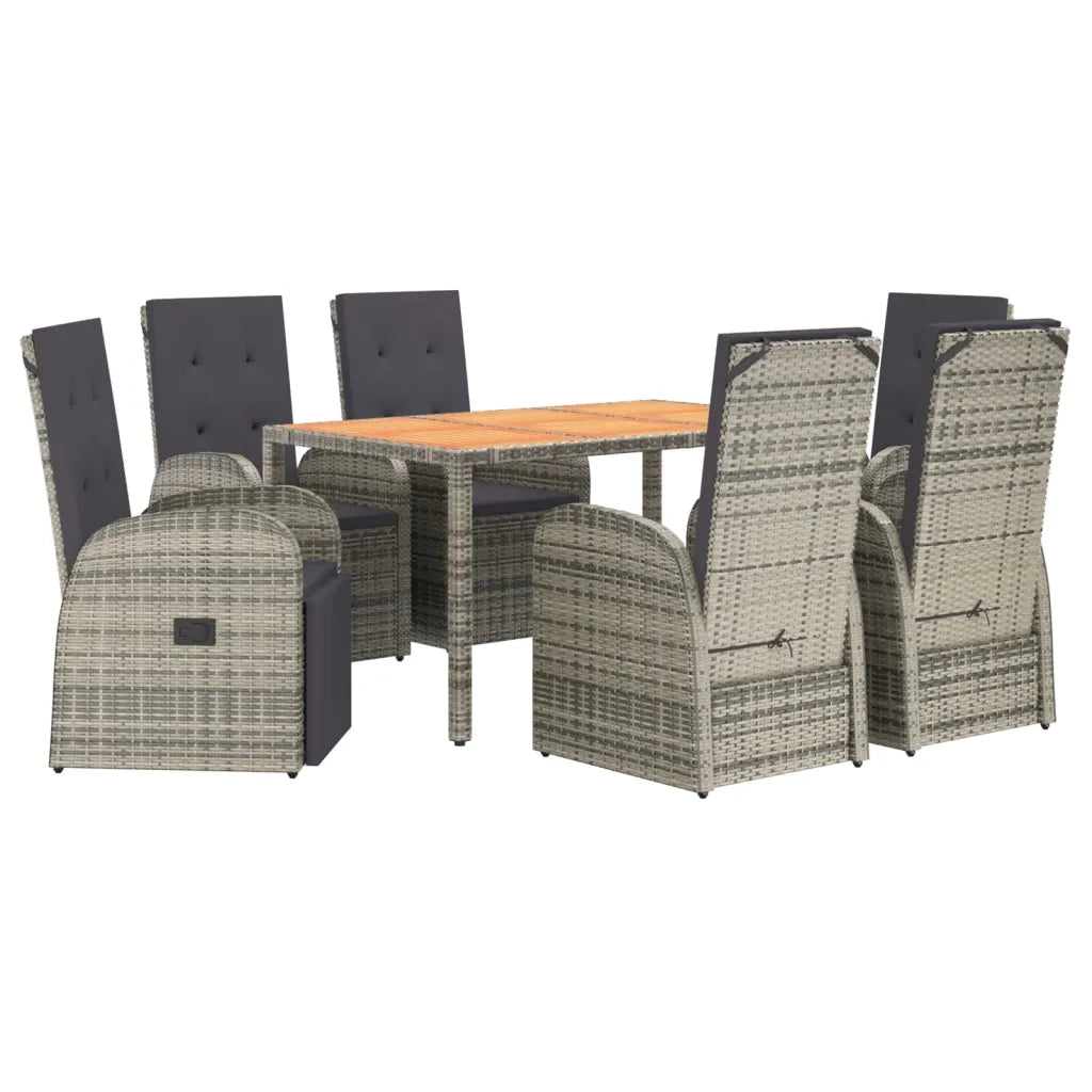 Set da Pranzo da Giardino 7 pz con Cuscini in Polyrattan Grigio 3157587