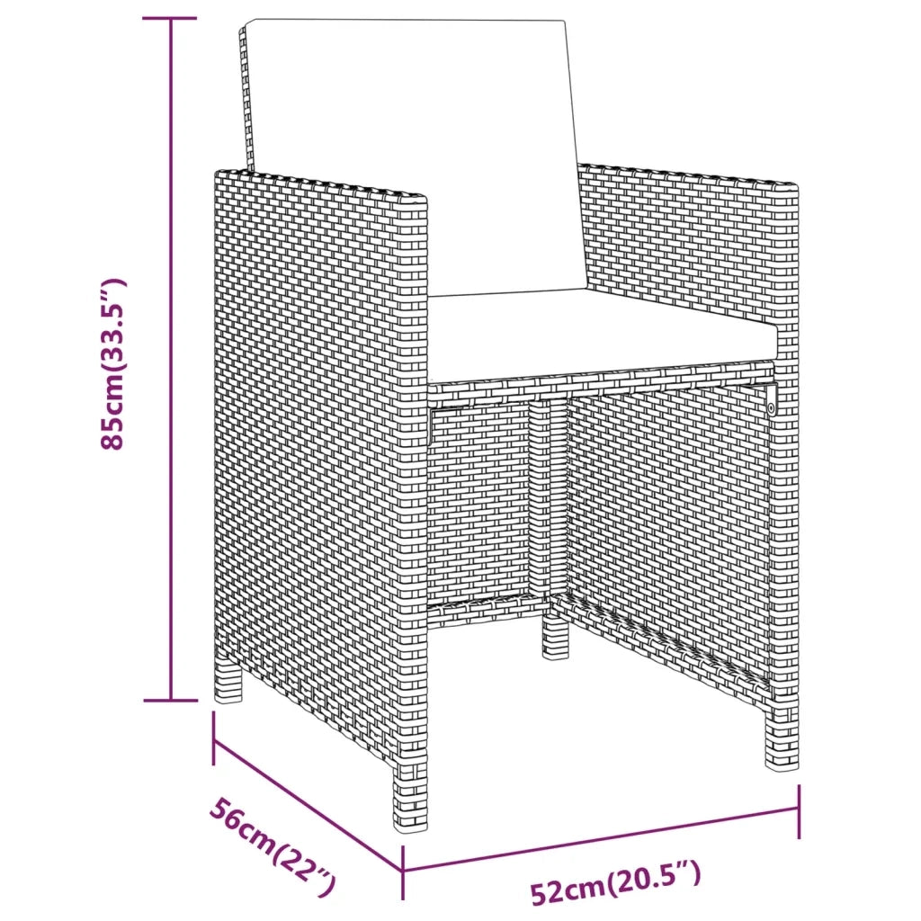 Set da Pranzo per Giardino 3 pz con Cuscini Beige 3094300