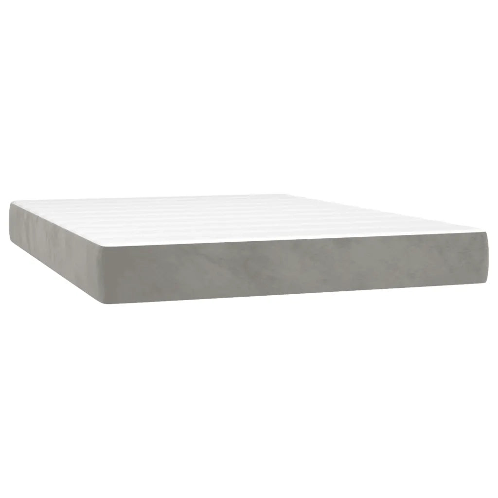 Letto a Molle con Materasso e LED Grigio Chiaro 140x200 cm Velluto