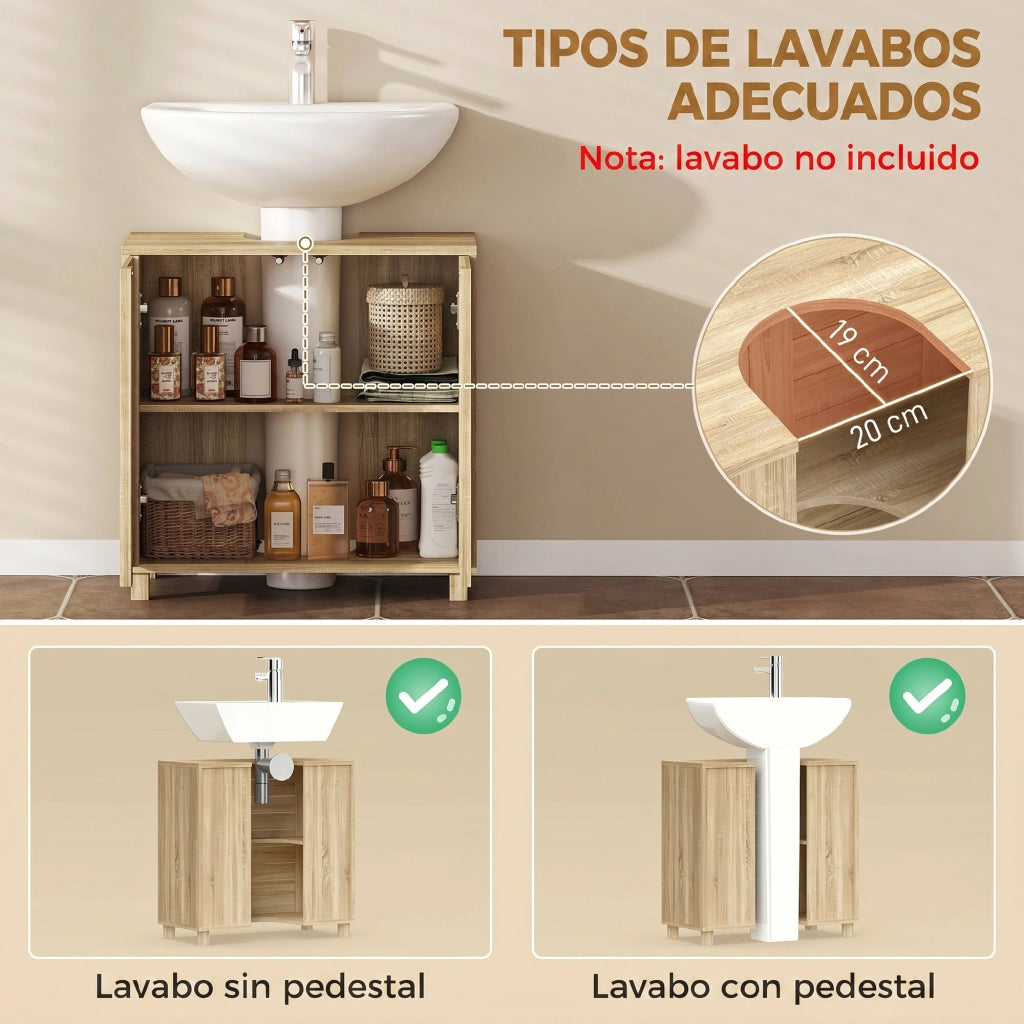 Mobile Sottolavabo con Ripiano Regolabile e Ante a Listelli ¨C Xylo ¨C Bianco
