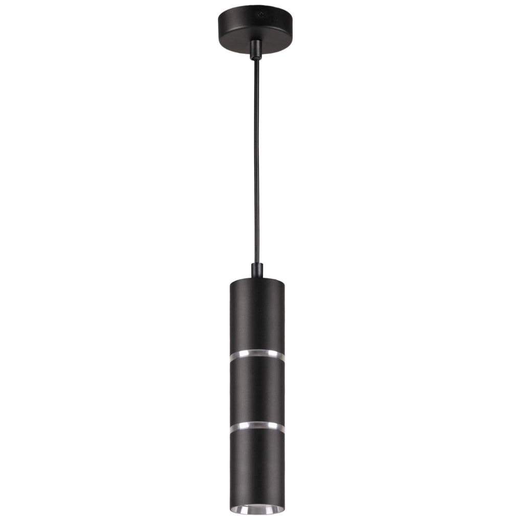 Lampada a sospensione tubolare nera GU10 Polux Bamboo