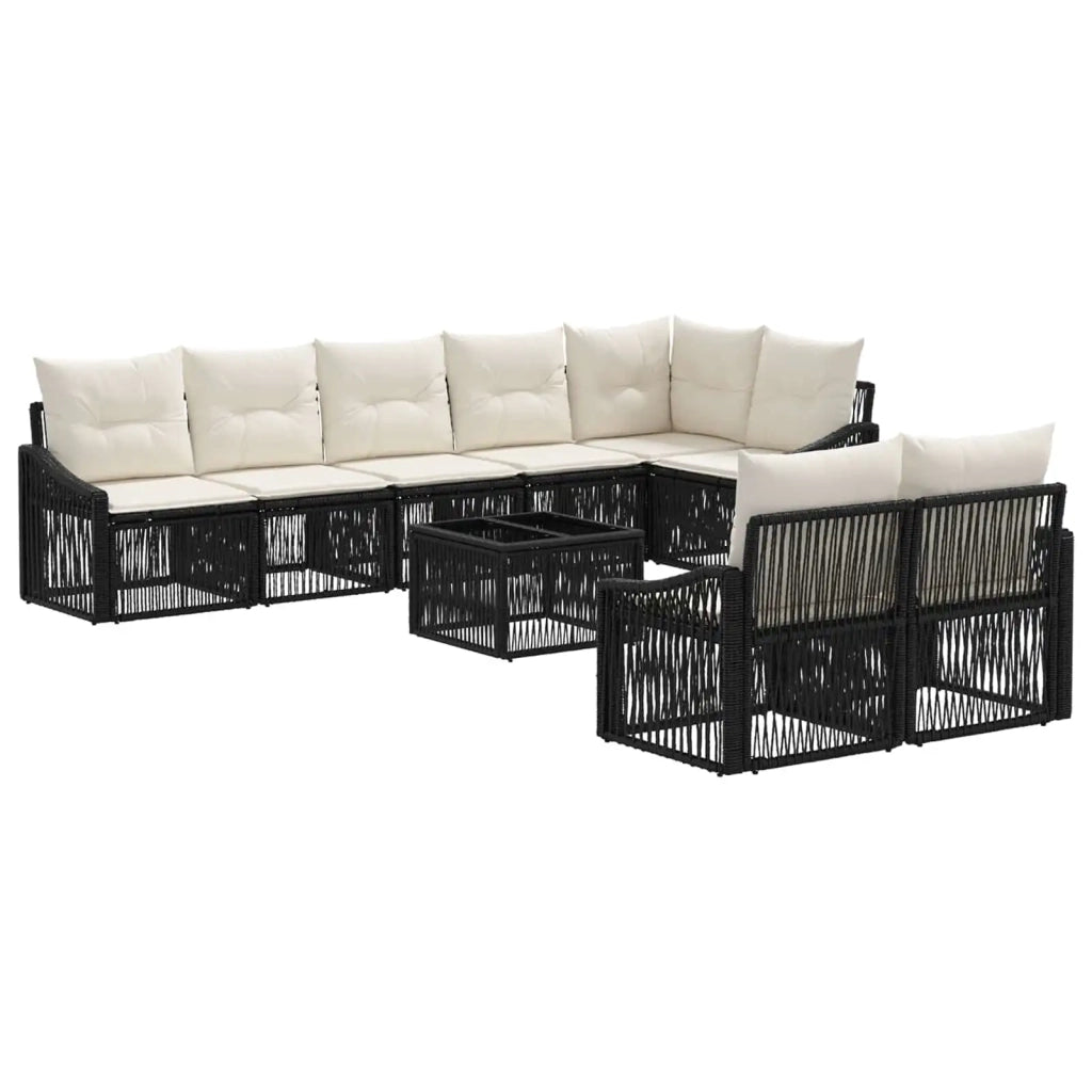 Set Divano da Giardino 9 pcs Nero polyrattan 3436069