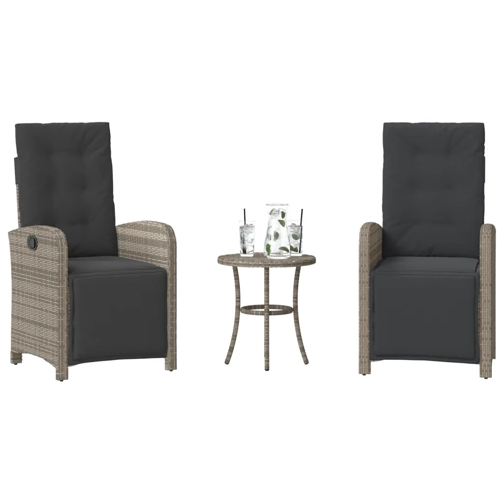 Set da Bistrò 3 pz con Cuscini Grigio in Polyrattan 365203