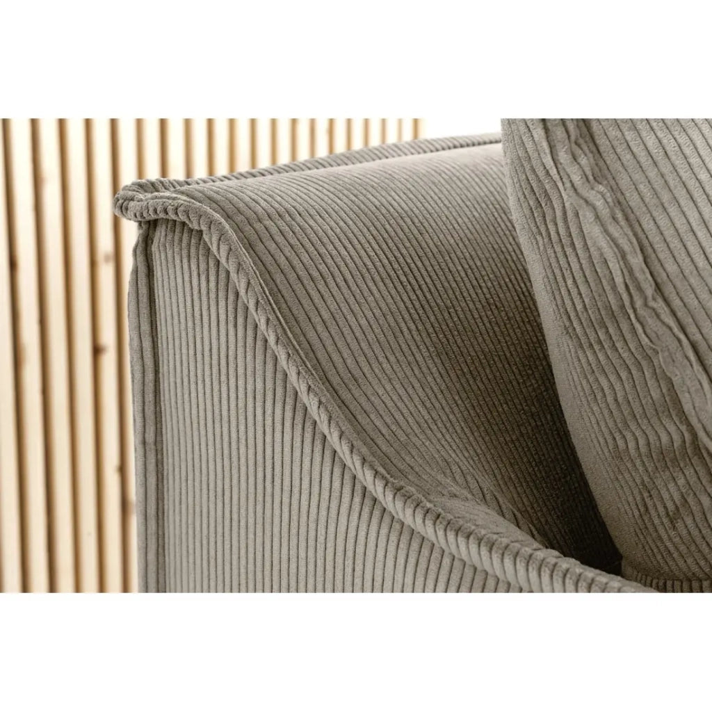 Divano dritto KALIA - Tessuto a costine beige grigio - 3 posti - Stile contemporaneo