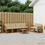 Set di divani da esterno con cuscino 7 pcs Naturale e Beige 3381797