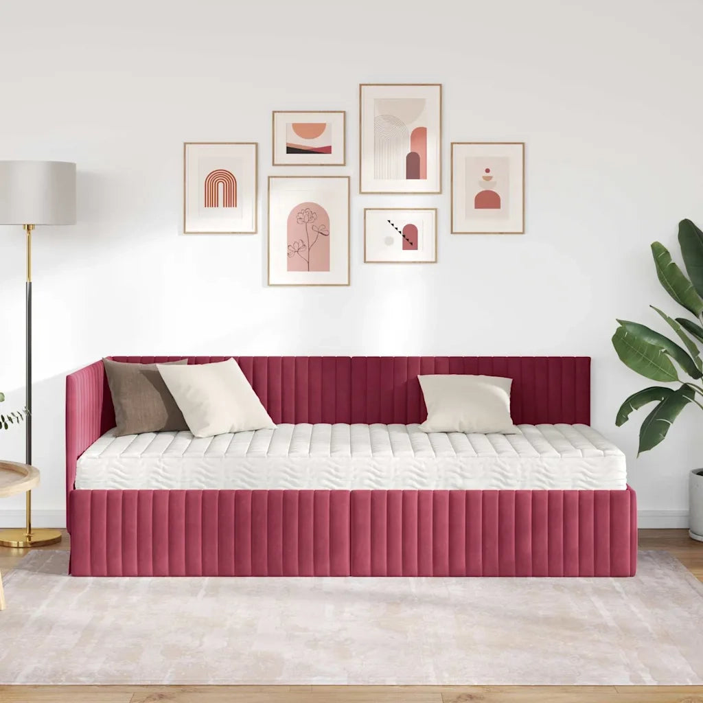 Struttura Letto Angolare con Materasso 2 pcs Verde Velluto
