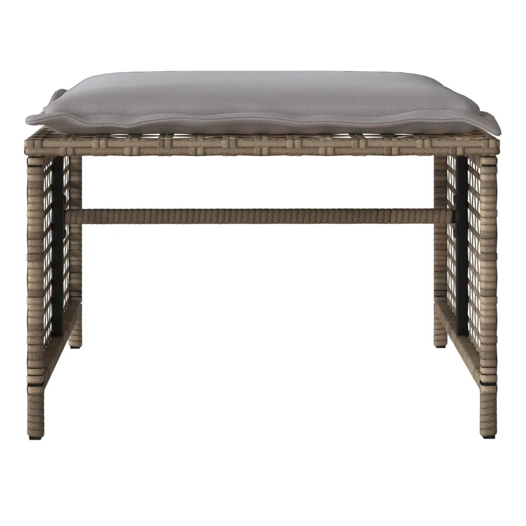 Set Divano da Giardino 4 pz con Cuscini-Sofa da Giardino-Divanetto da esterno Beige Polyrattan Vetro 468856