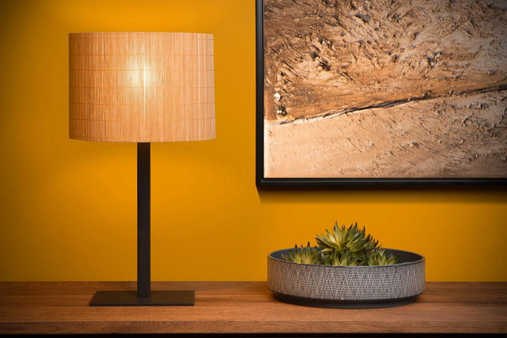 Lampada da tavolo Lucide Magius rattan nero E27 40W