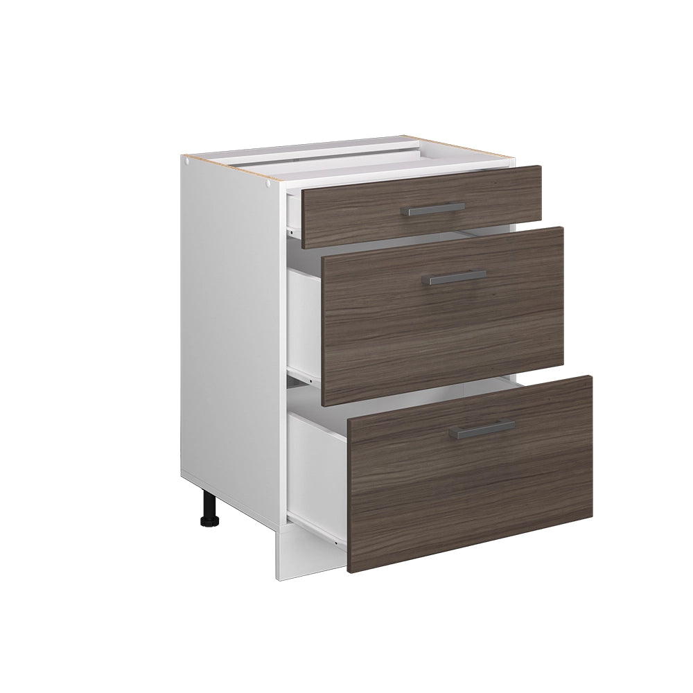 Mobiletto base per cucina R-Line Grigio nobile/Bianco 60 cm con cassetti PL Marmo Vicco
