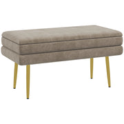 Pouf con contenitore ¨C Minimal ¨C beige velluto 79.5x37.5x43 cm
