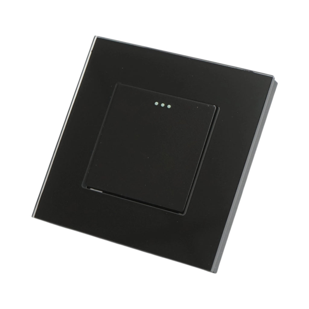Interruttore da incasso per scale nero 220V, 16AX, spia luminosa, cornice in vetro 86x86x34mm