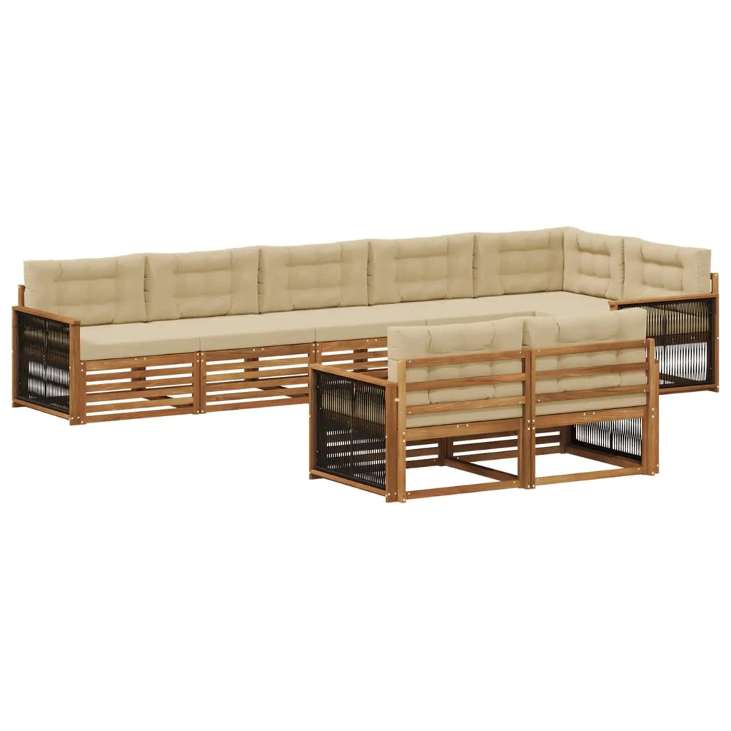 Set di divani da esterno con cuscino 8 pcs Naturale e Beige 3383506